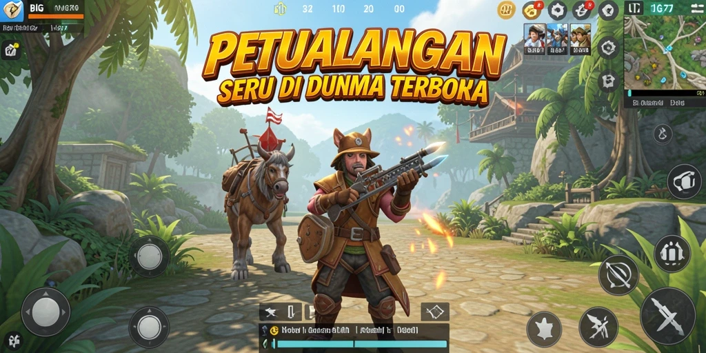 Tampilan gameplay seru dalam dunia terbuka BIG77.