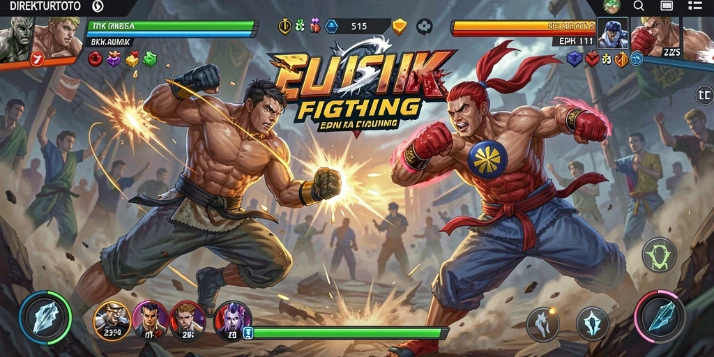 Screenshot utama permainan Fighting yang menunjukkan pertarungan seru dalam DIREKTURTOTO.