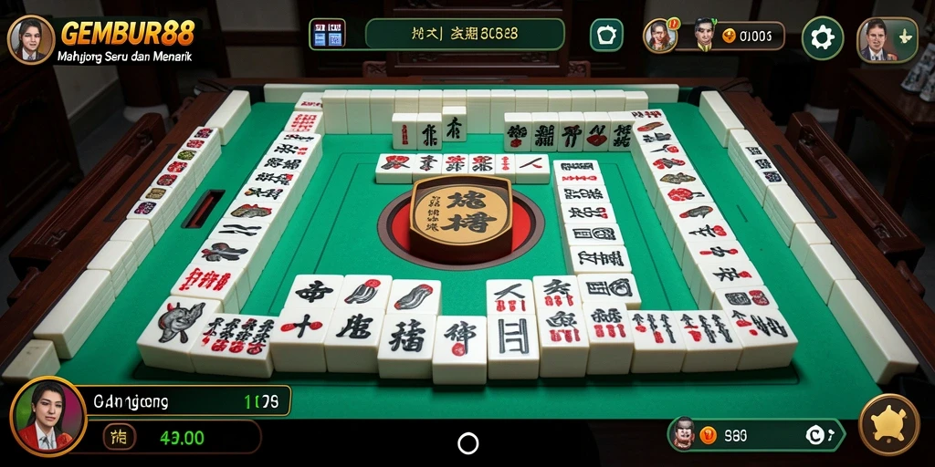 Tampilan menarik dari gameplay Mahjong di GEMBUR88.