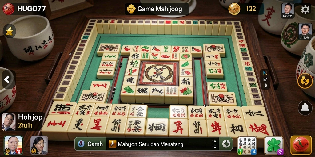 Screenshot utama HUGO77 menampilkan gameplay Mahjong yang menarik dan seru.