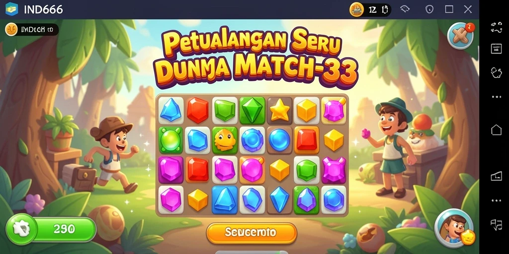 Tampilan gameplay seru dalam game Match-3 IND666.