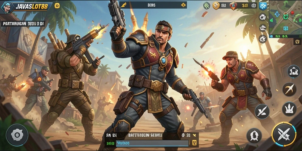 Gameplay seru di JAVASLOT88 dengan karakter dan senjata yang beragam.