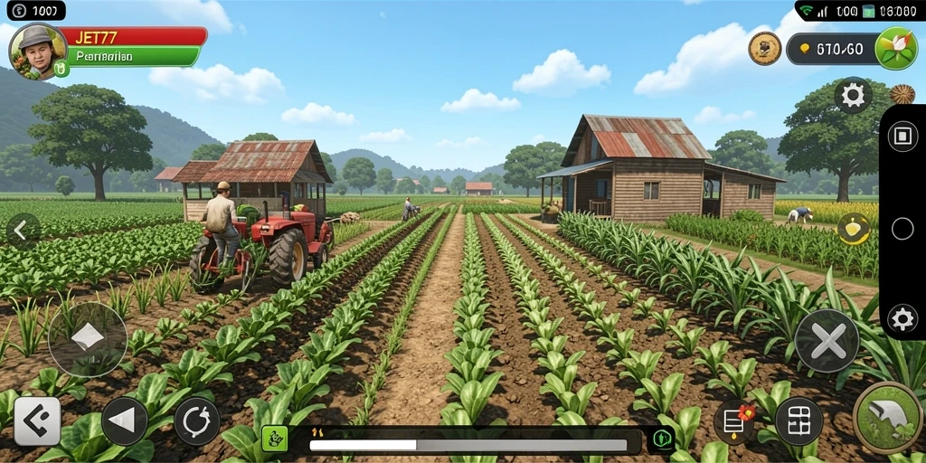 Screenshot gameplay JET77 yang menampilkan aktivitas pertanian yang seru.