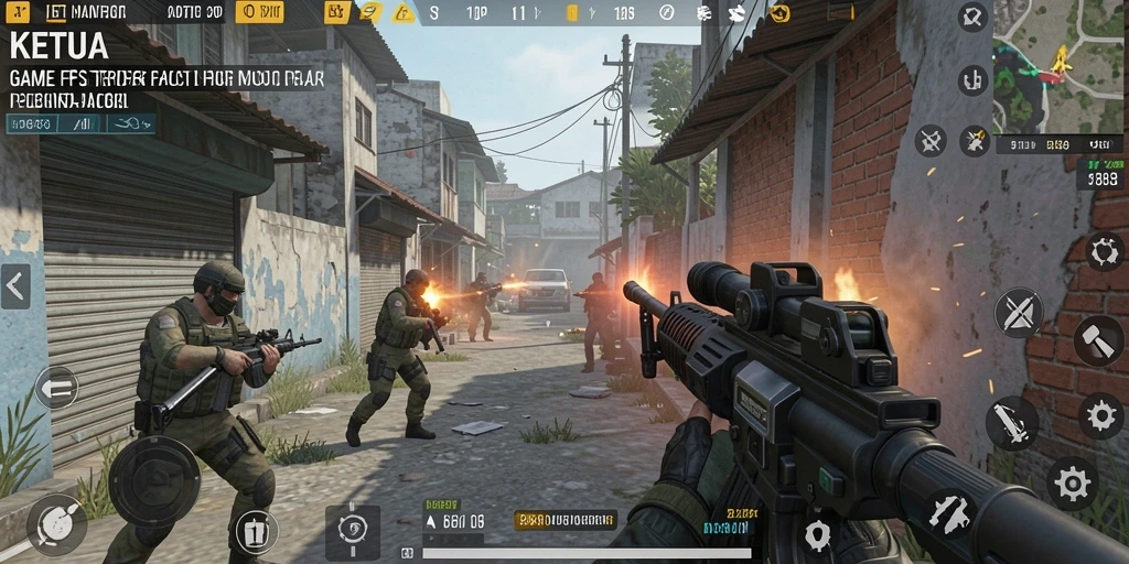 Screenshot gameplay KETUA menampilkan aksi tembak-menembak yang mendebarkan.