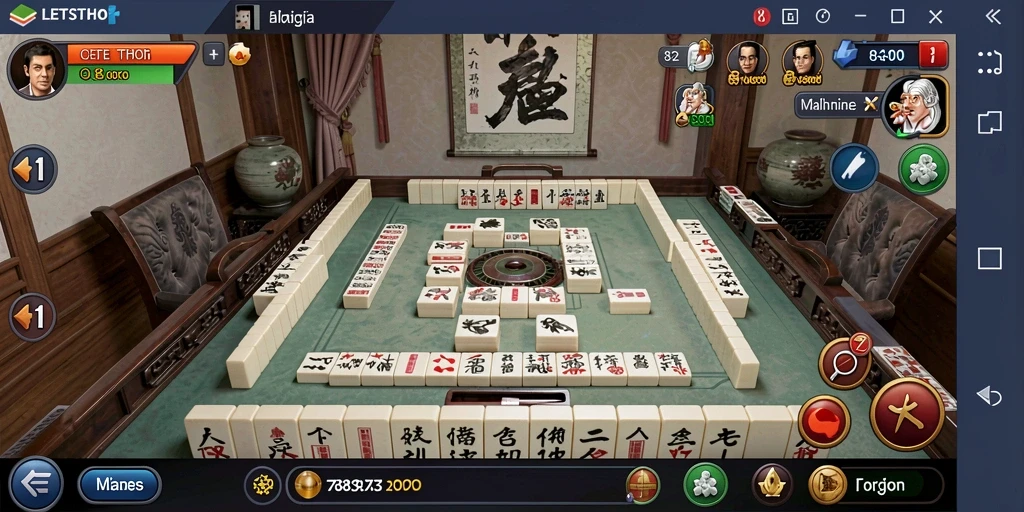 Screenshot gameplay LETSTHOR menunjukkan pengalaman Mahjong yang seru dan interaktif.