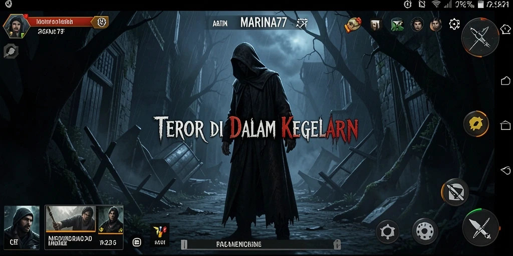 Screenshot gameplay MARINA77 menampilkan suasana horror yang mendebarkan.