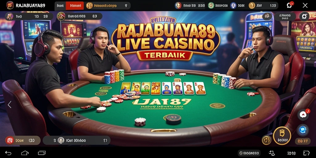 Screenshot gameplay RAJABUAYA89 menampilkan dealer profesional dalam aksi.