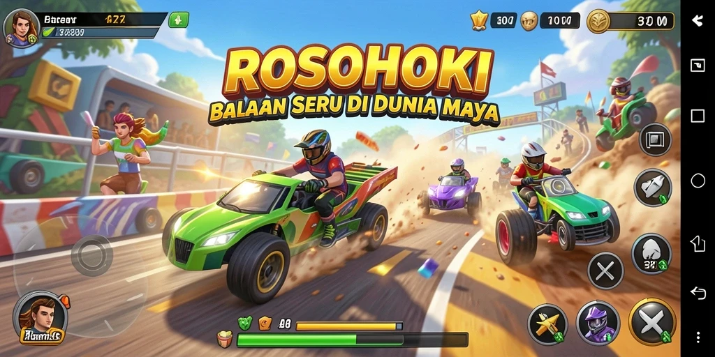 Tampilan seru dari gameplay balapan di ROSOHOKI.