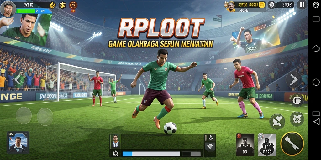 Screenshot gameplay RPLOOT yang menggambarkan aksi olahraga seru.