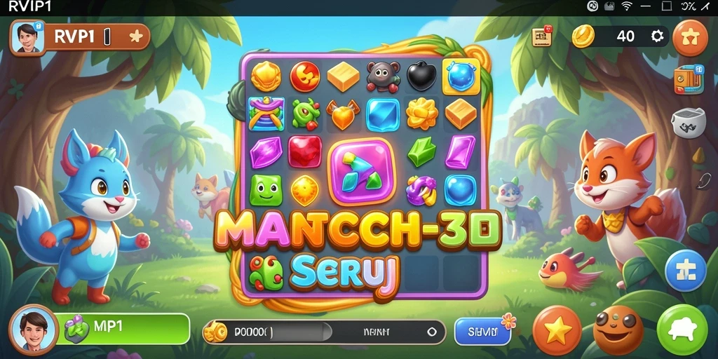 Tangkapan layar gameplay RVIP1 menampilkan keseruan permainan Match-3.
