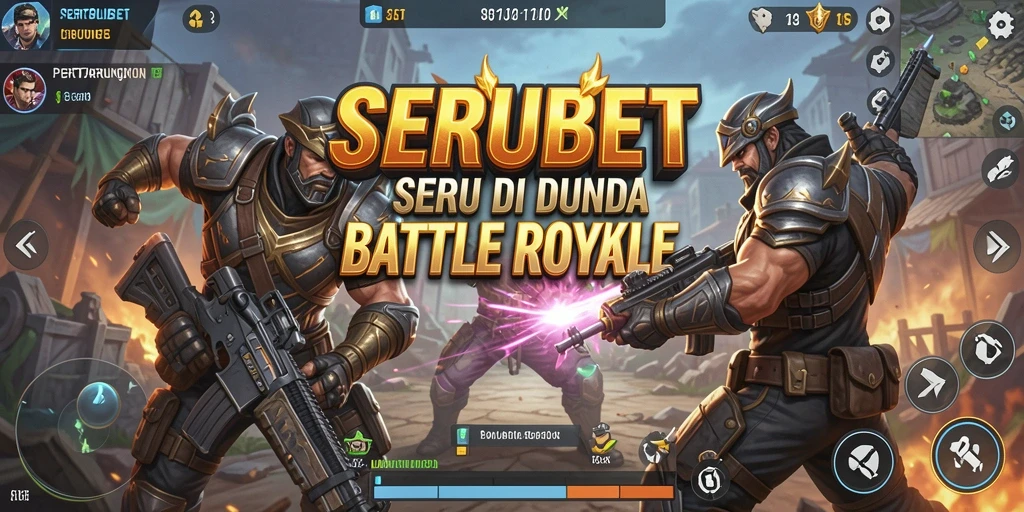 Screenshot utama SERUBET menampilkan pertarungan intens di arena Battle Royale.