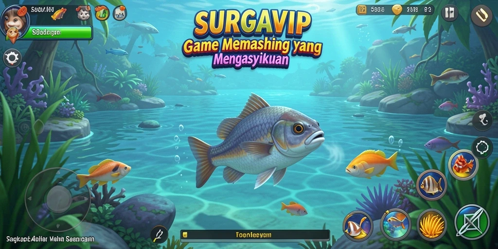 Gameplay SURGAVIP menampilkan aksi memancing yang seru dan mendebarkan.