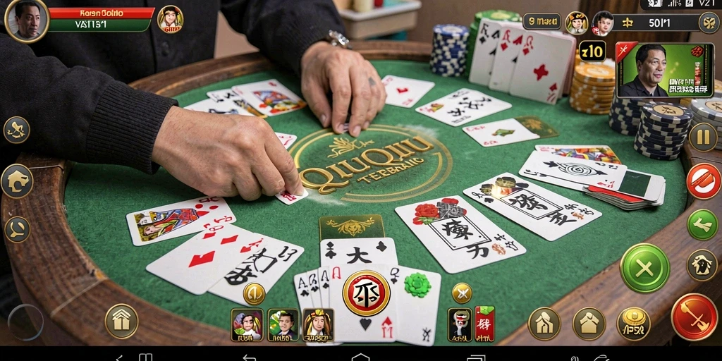 Tampilan gameplay V21 dengan aksi seru permainan QiuQiu.