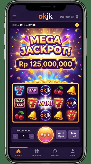 Tampilan apik aplikasi okjk di perangkat Android.